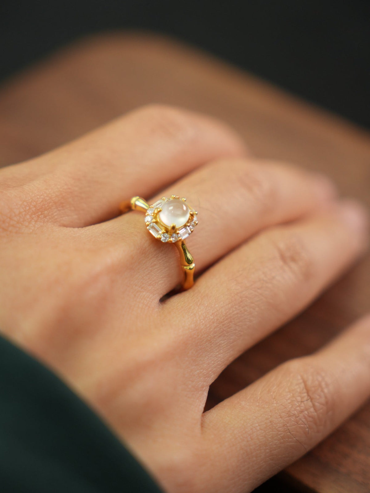 Jadeite cabochon adjustable ring, view 4