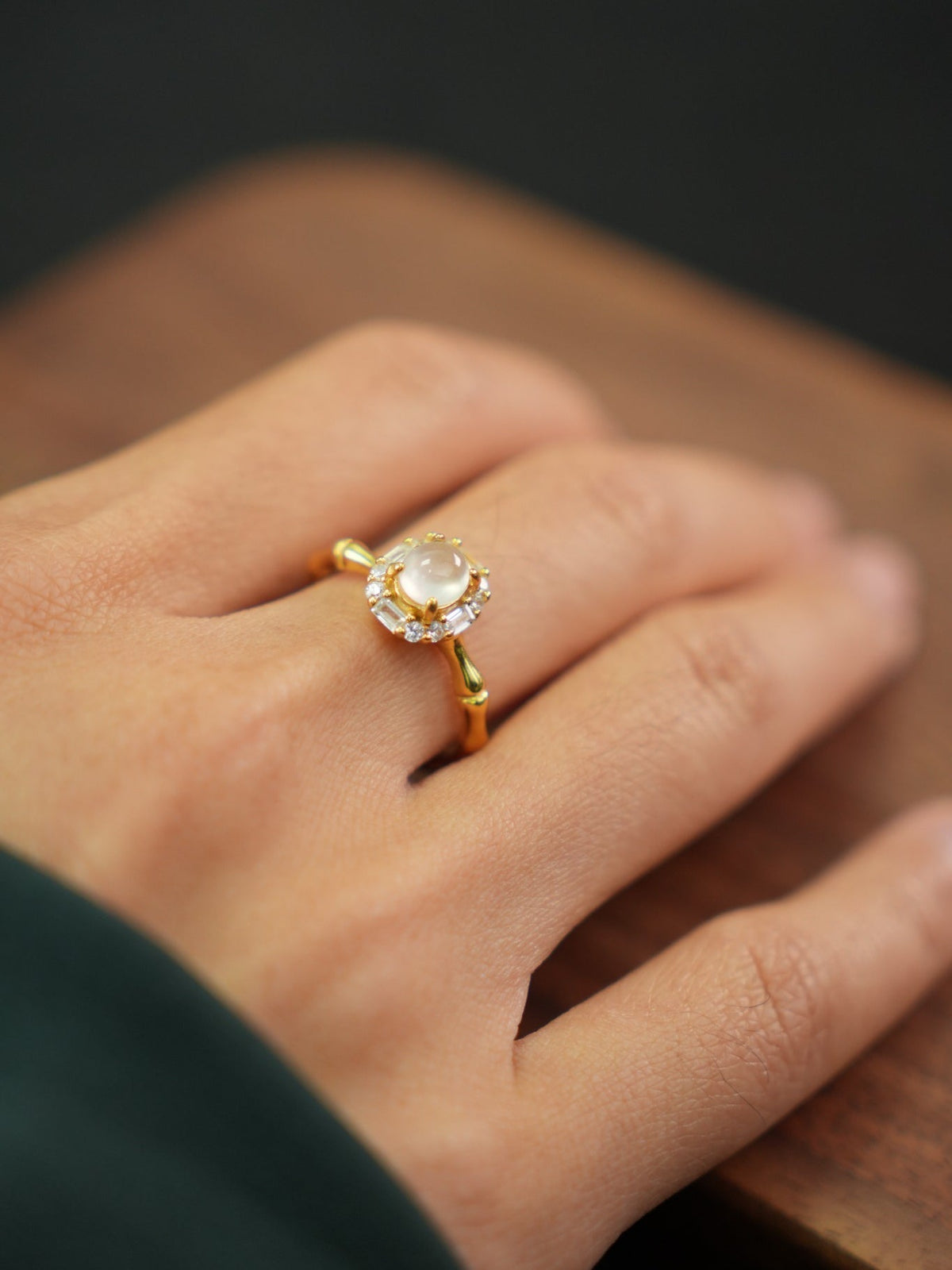 Jadeite cabochon adjustable ring, view 5