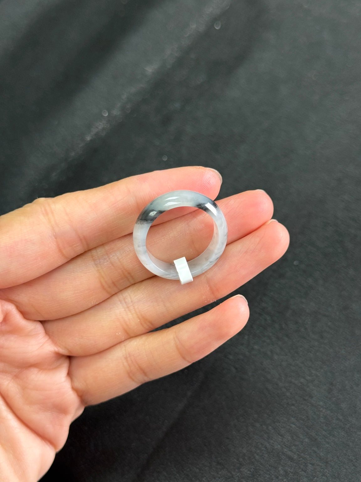 Natural black and white Hetian nephrite jade ring