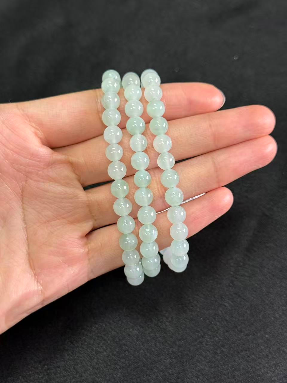 6mm natural pale green jadeite jade bead necklace