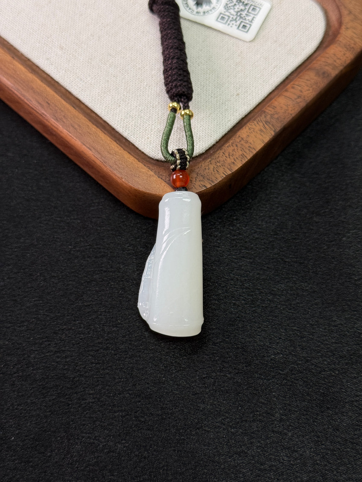Ivory Rise – White Bamboo Pendant | Hetian nephrite jade