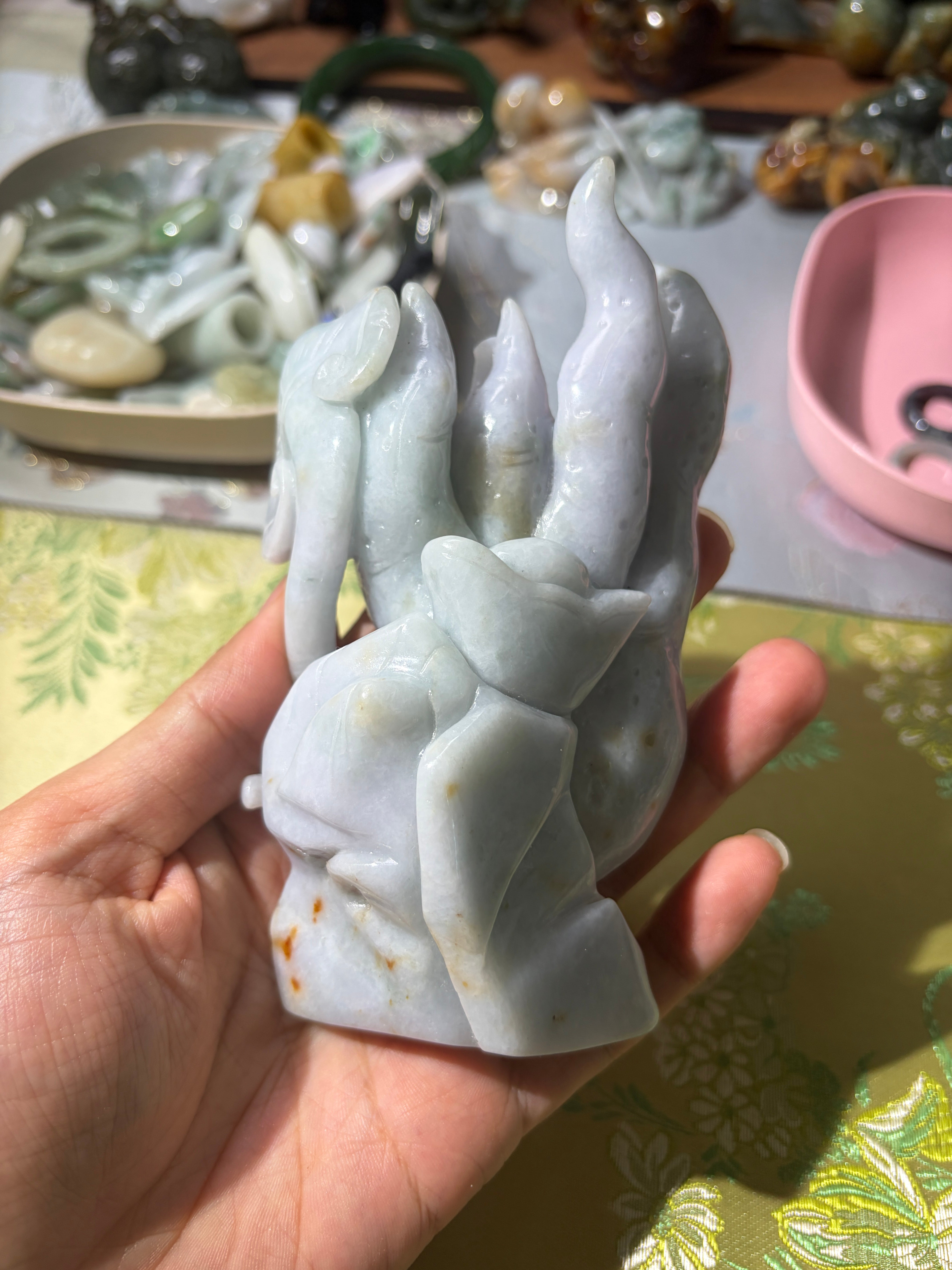 Auspicious Buddha’s Hand – Jadeite Carved Display Piece