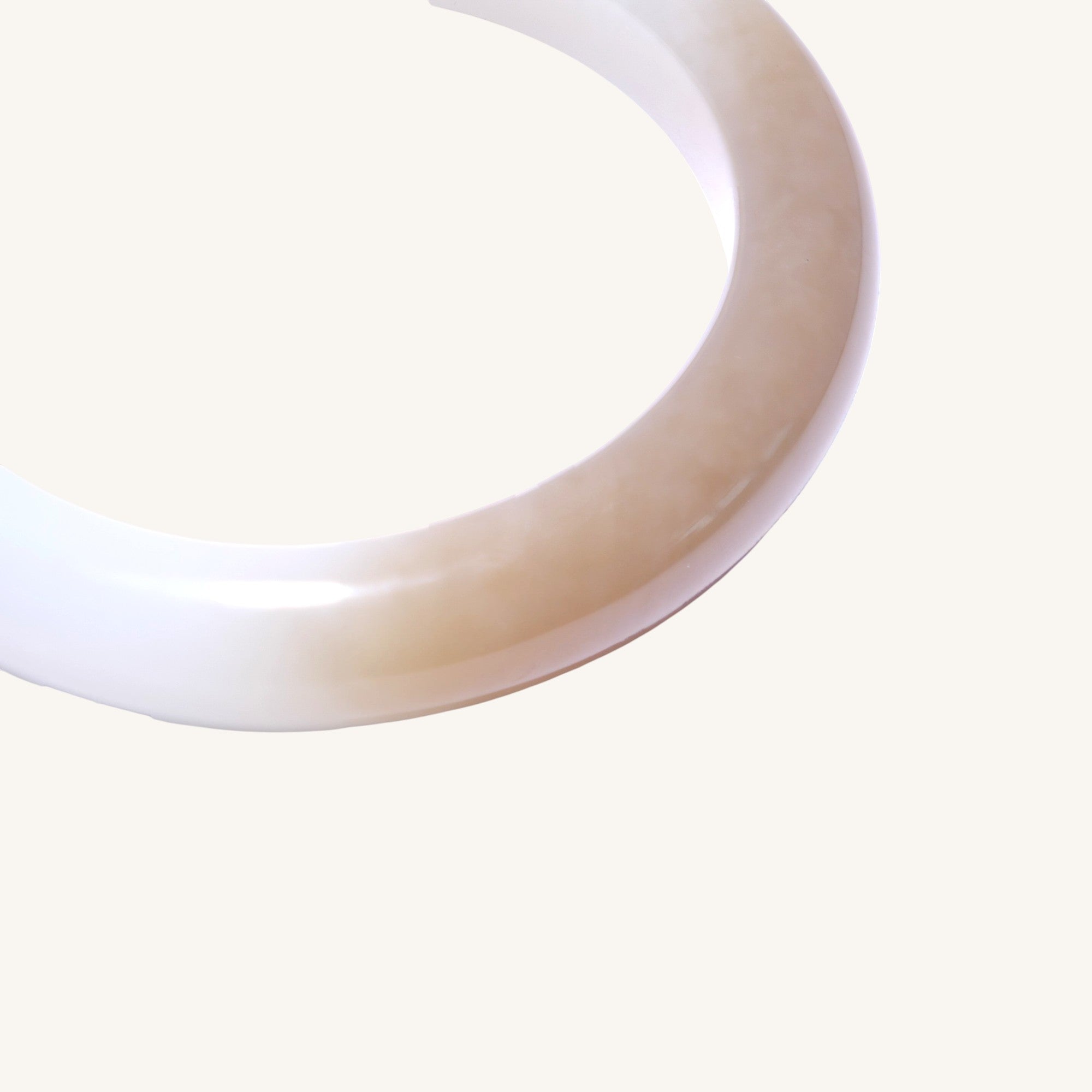 Yellow-White Hetian Jade(糖料和田玉)Bangle - Sylvia Jewelry