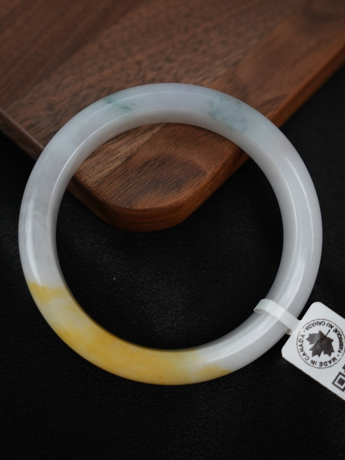 P2509036069 natural yellow Type A jadeite bangle, 60.5 mm