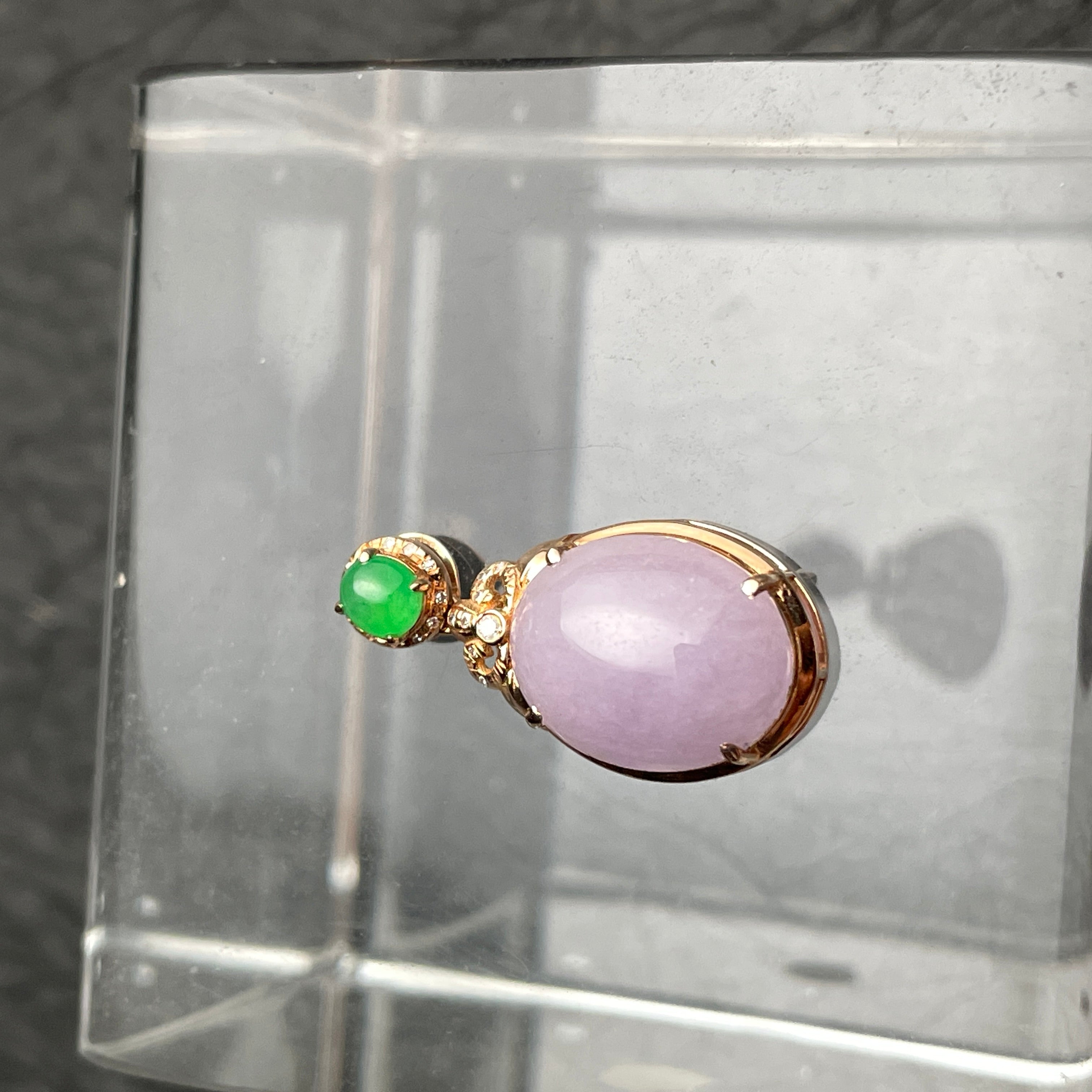 Lavender Duet – Lavender and Green Jadeite Pendant