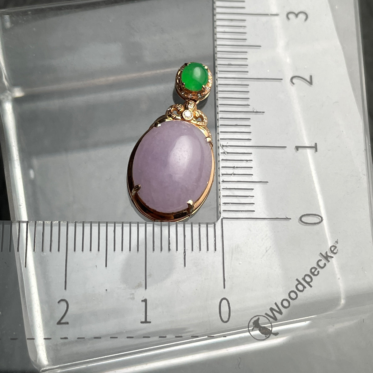 Lavender Duet – Lavender and Green Jadeite Pendant