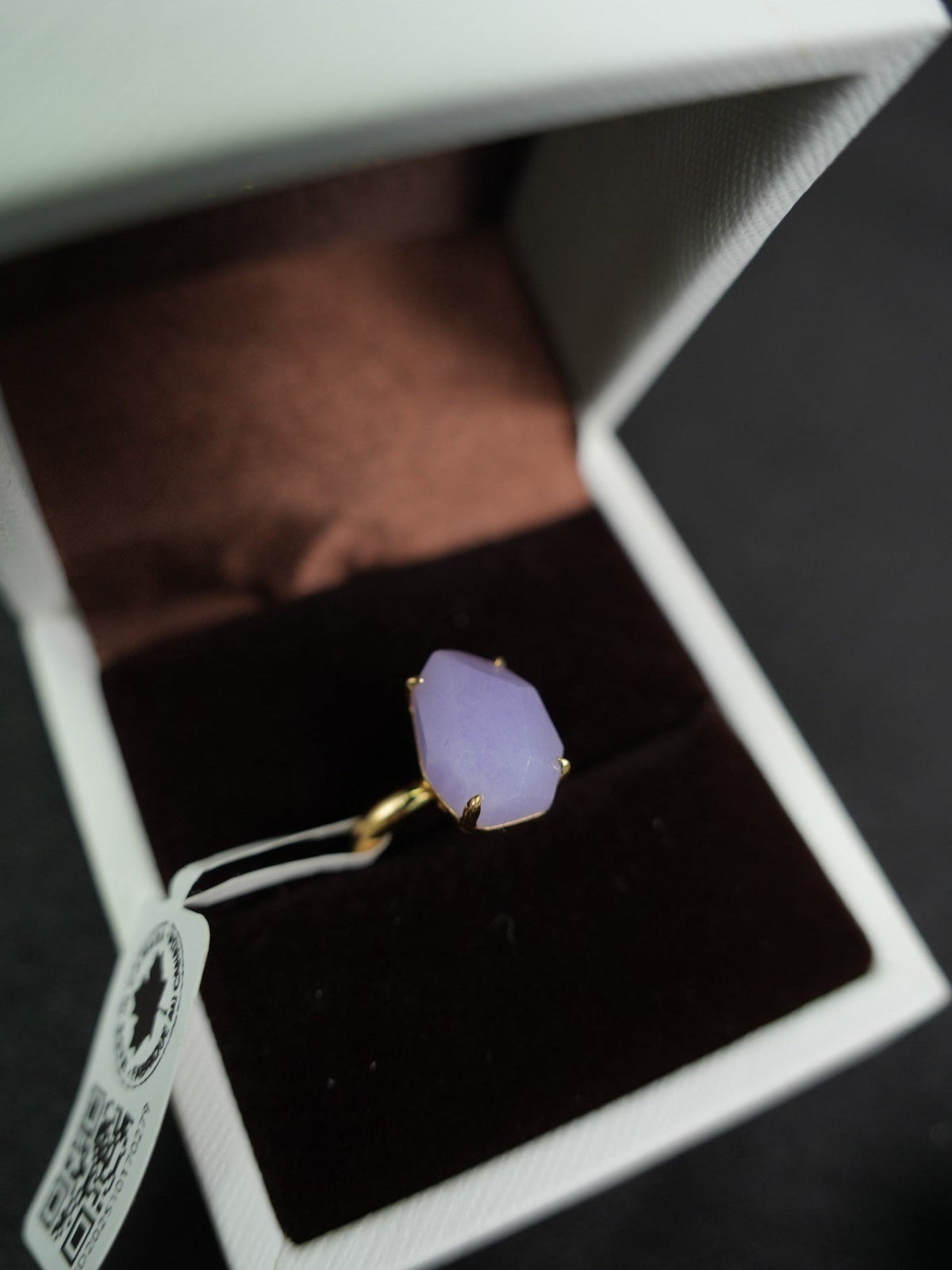 Lavender freeform jadeite ring in 18K gold, actual piece ZGD202510170279