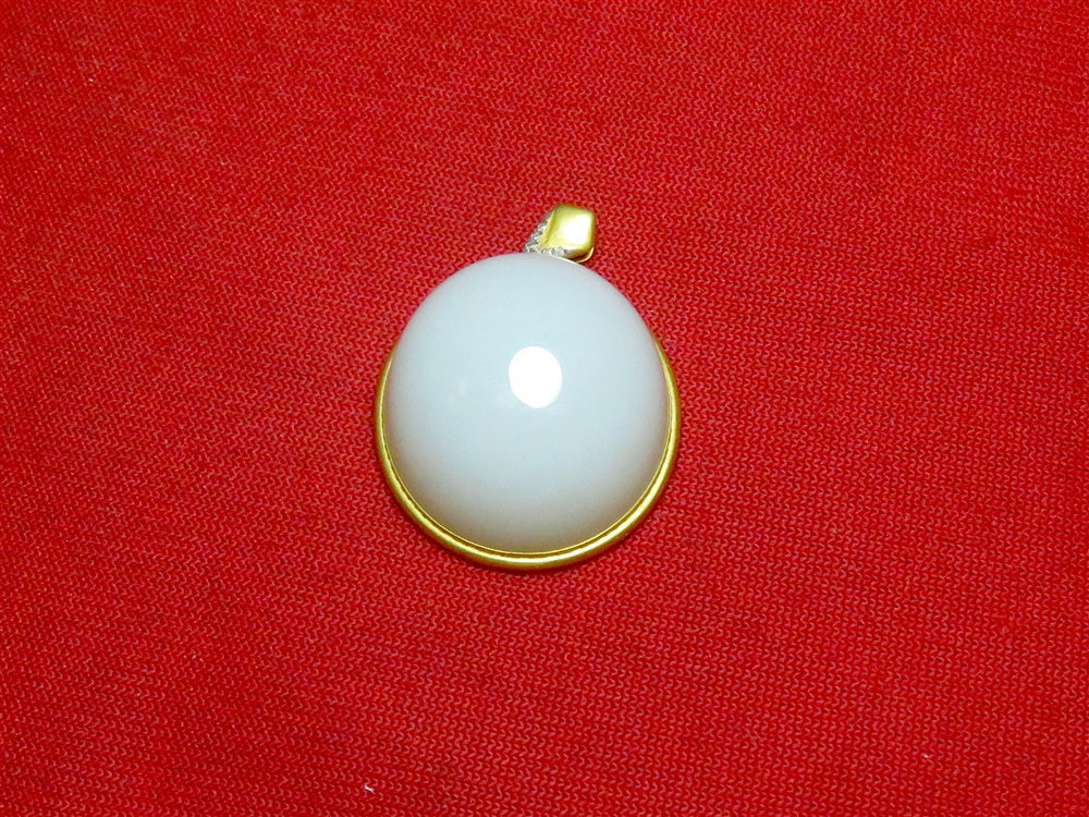 White Round Pendant with 18K Gold – Hetian nephrite jade, NY26082308784