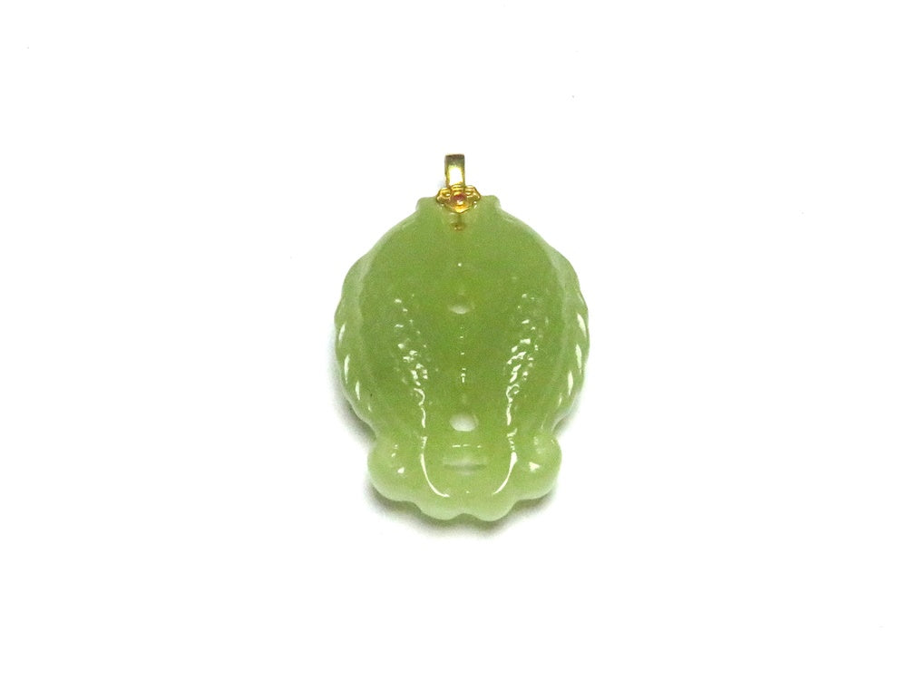 Yellow-Green Carved Pendant with 18K Gold – Hetian nephrite jade, NY26082308787