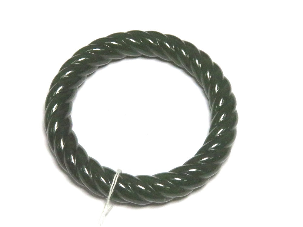 Forest Twist – Green Hetian nephrite jade Rope-Carved Bangle