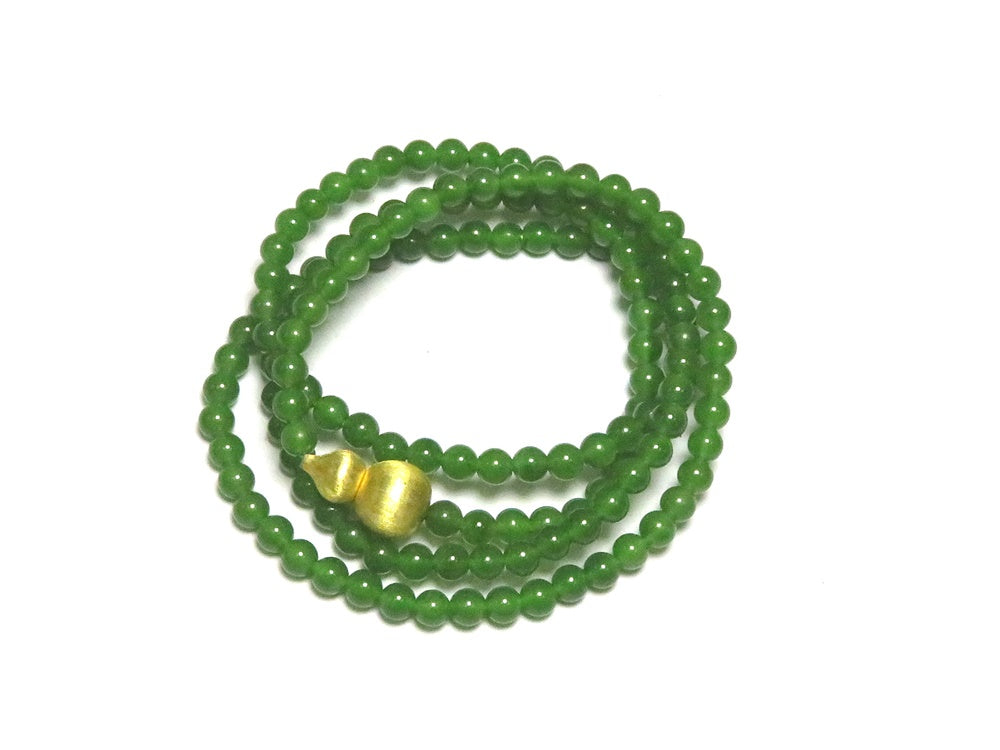 Verdant Thread – Green Hetian nephrite jade Bead Necklace