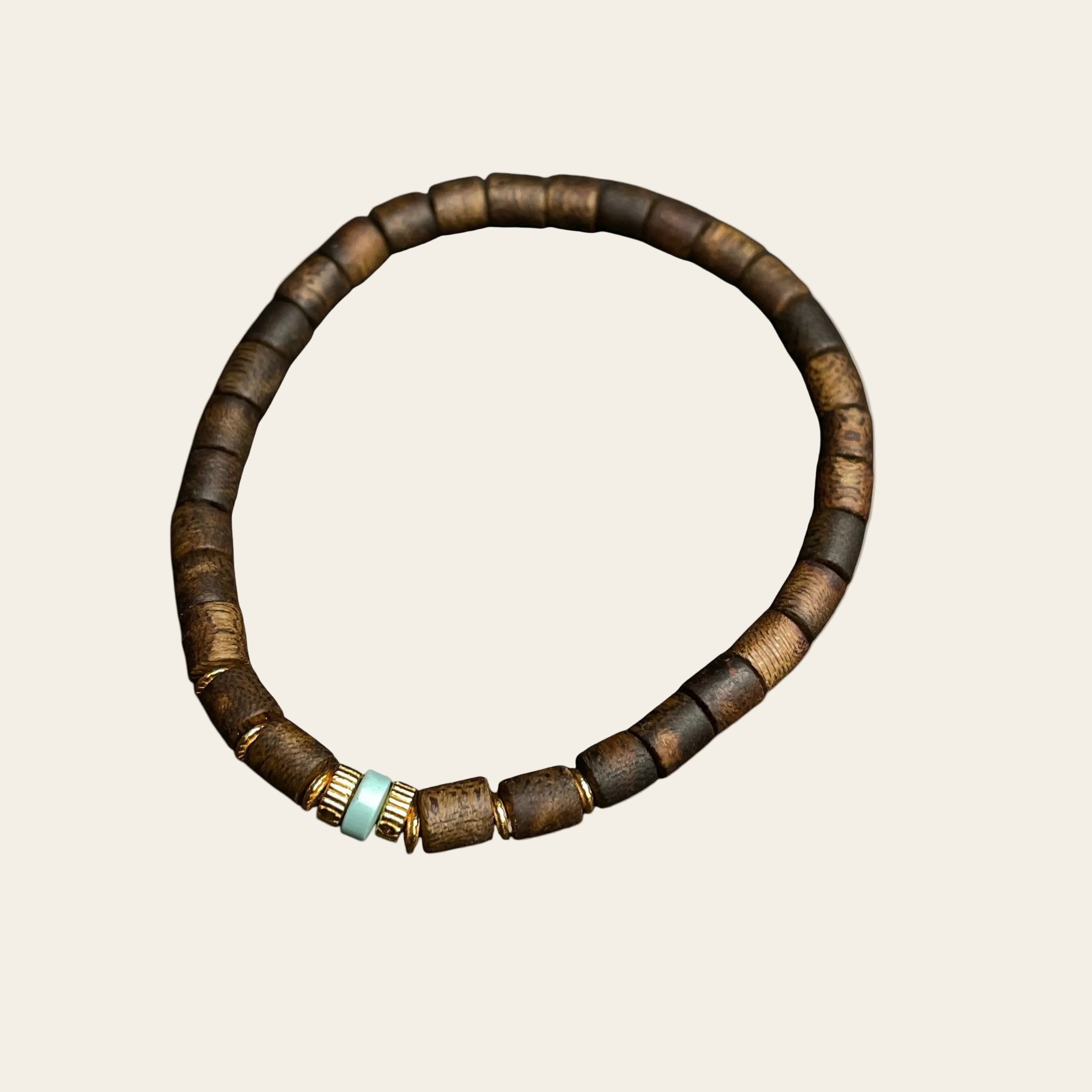 Sylvia Jewelry 沉香木和美国绿松石串珠手链,配纯银隔珠,适合日常佩戴。