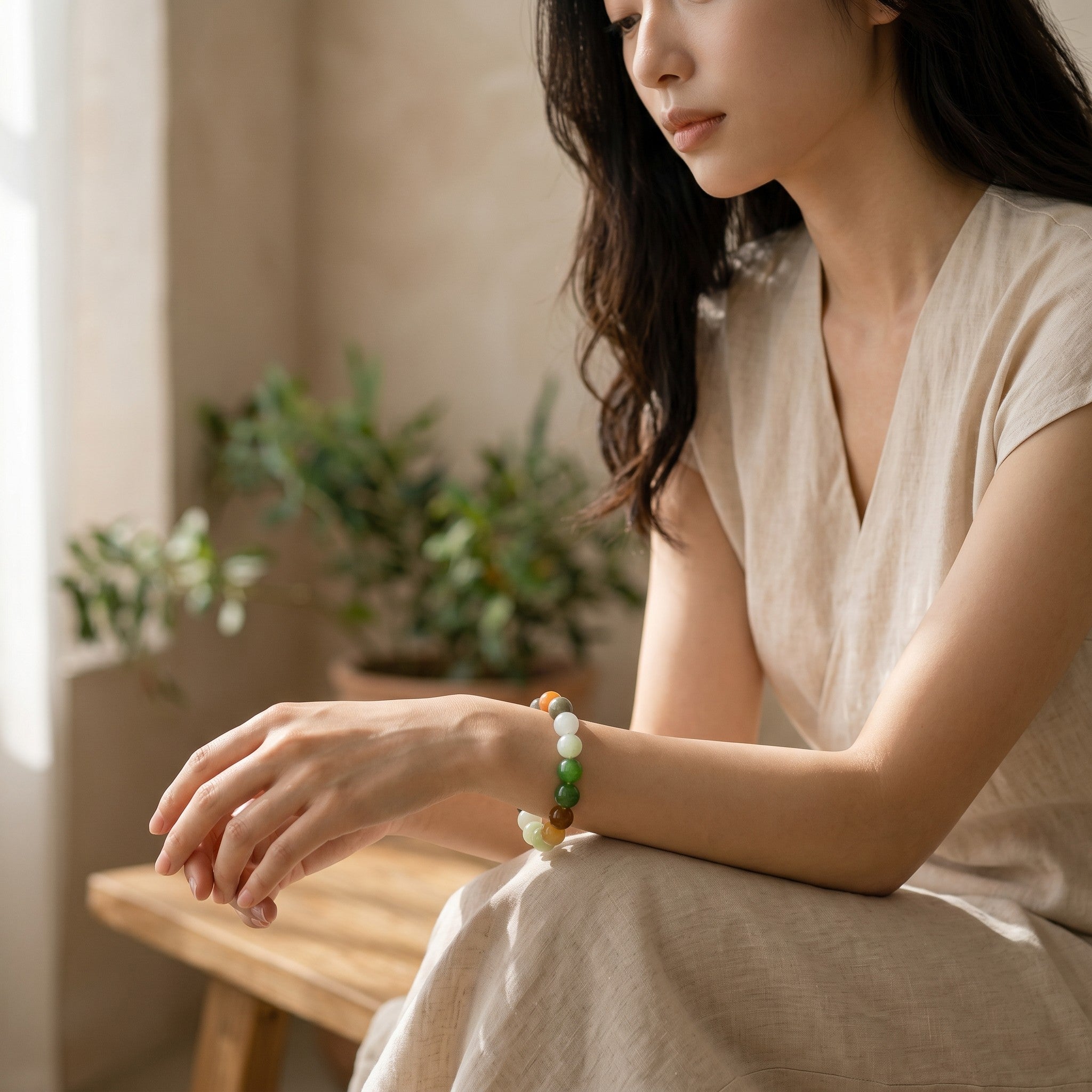 Sylvia Jewelry 多彩玉石串珠手链,渐变色,适合日常佩戴