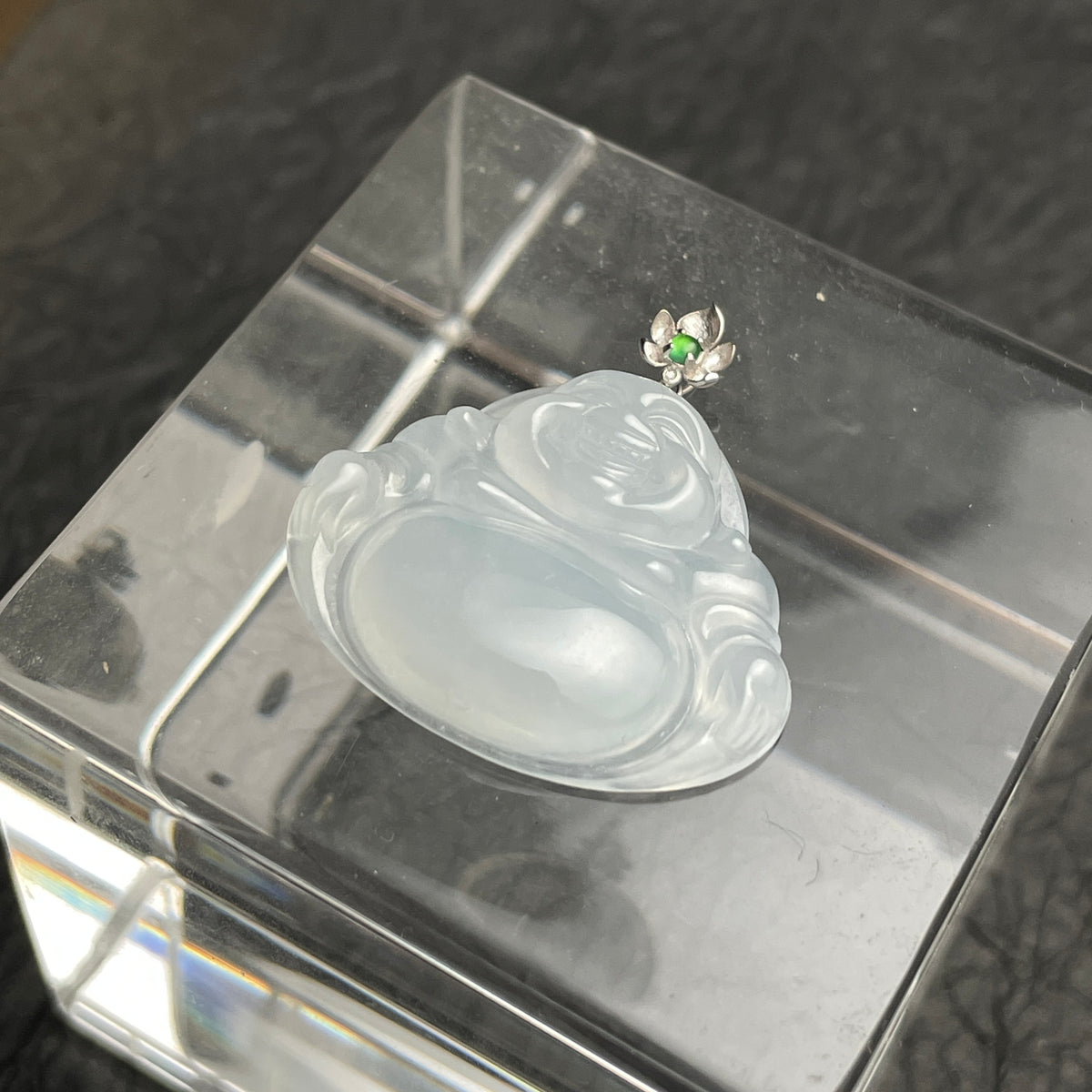 Serene Joy – Pale Jadeite Laughing Buddha Pendant