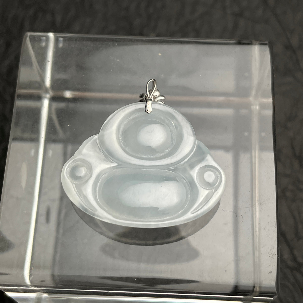 Serene Joy – Pale Jadeite Laughing Buddha Pendant