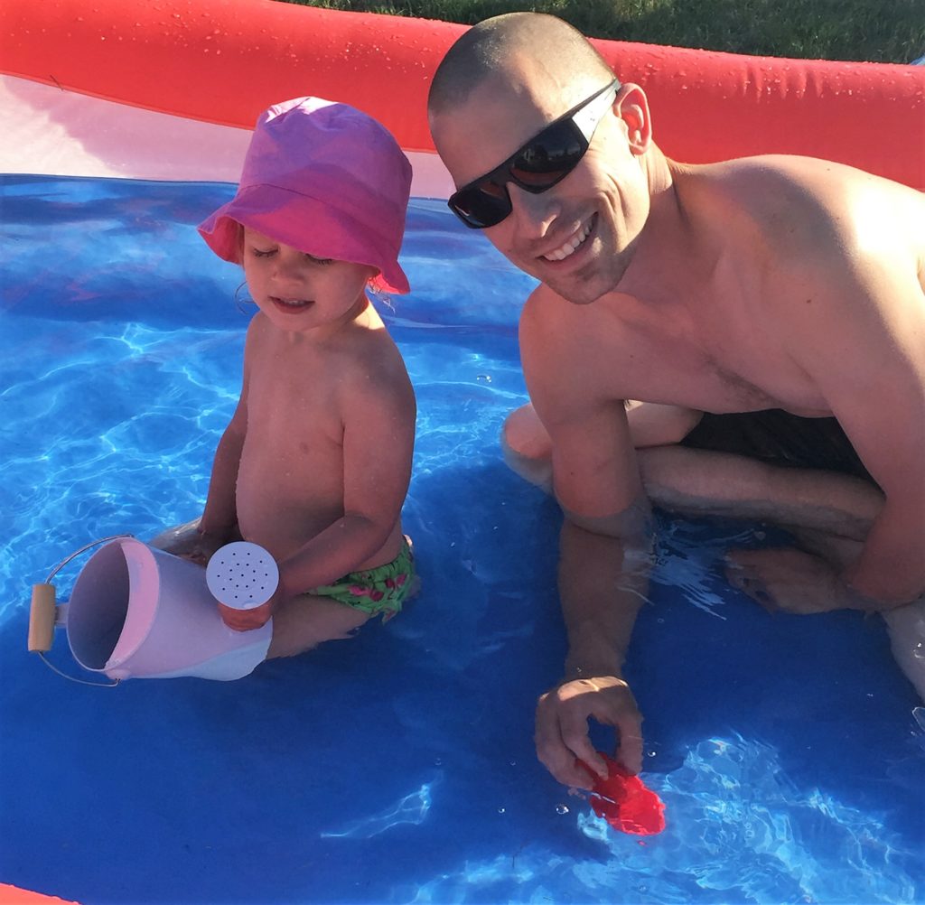 swimming with daddy