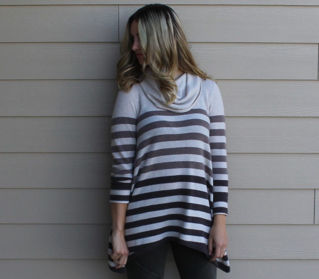 cowl neck and stripes