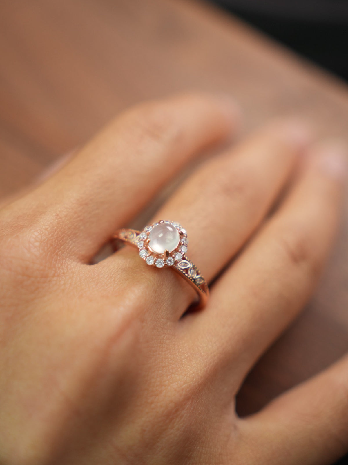 Pale jadeite silver ring with halo setting, product 2026-062108, view 767
