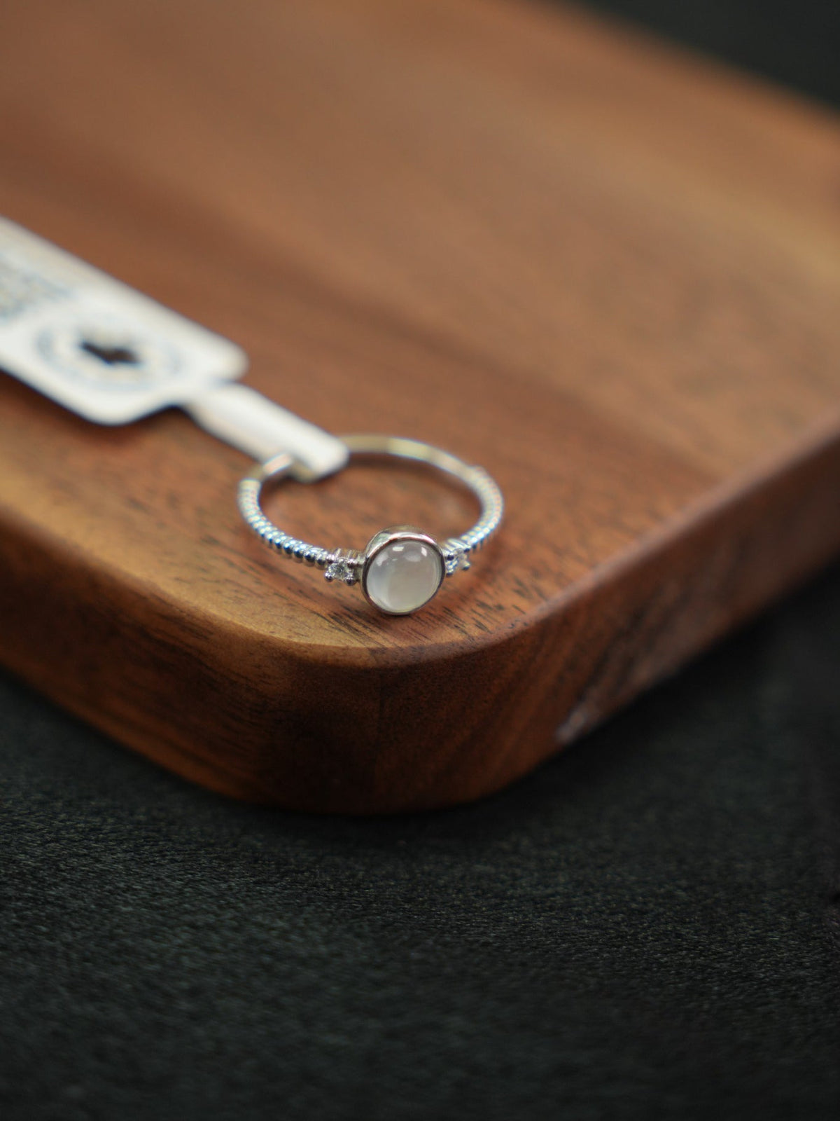 Jadeite cabochon silver ring US 7 view 1
