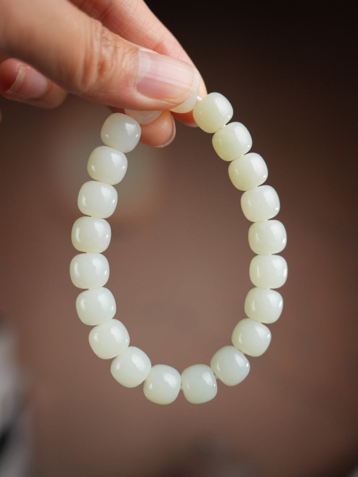 White Hetian nephrite jade bead bracelet, DSC00267.JPG