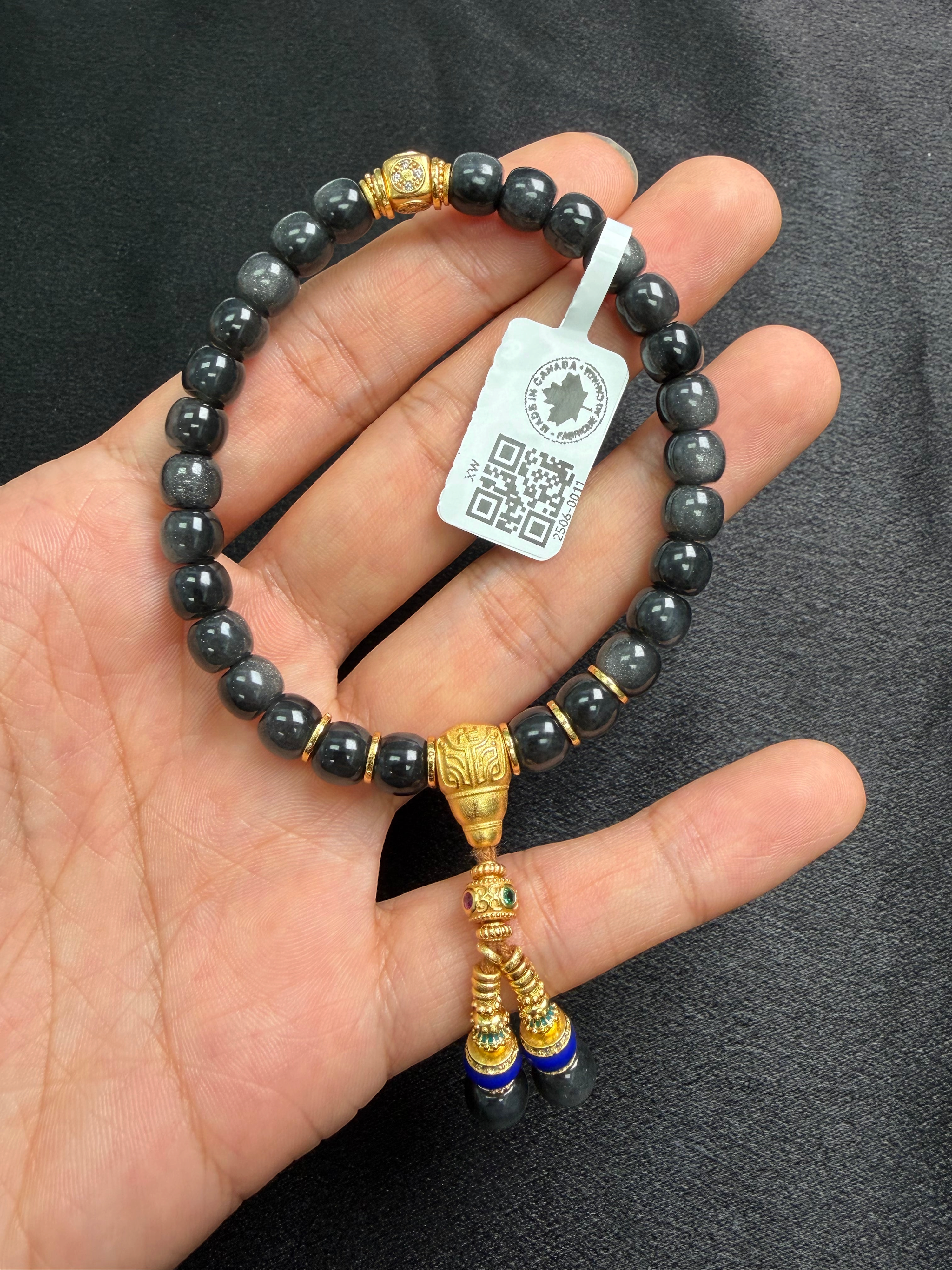 Midnight Talisman – Hetian Jade Bracelet | Silver Accents