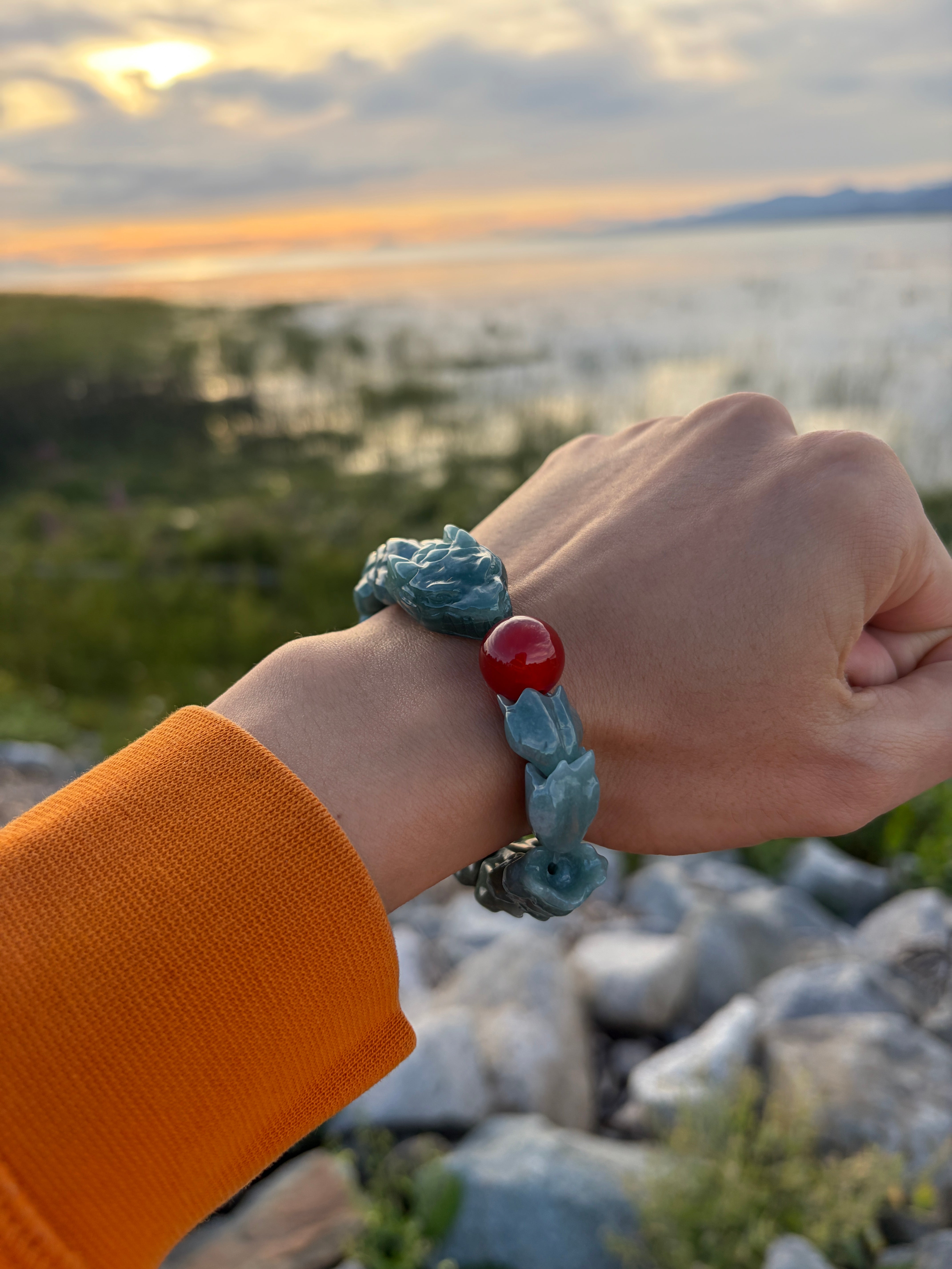 Celestial Dragon – Carved Jadeite Bracelet
