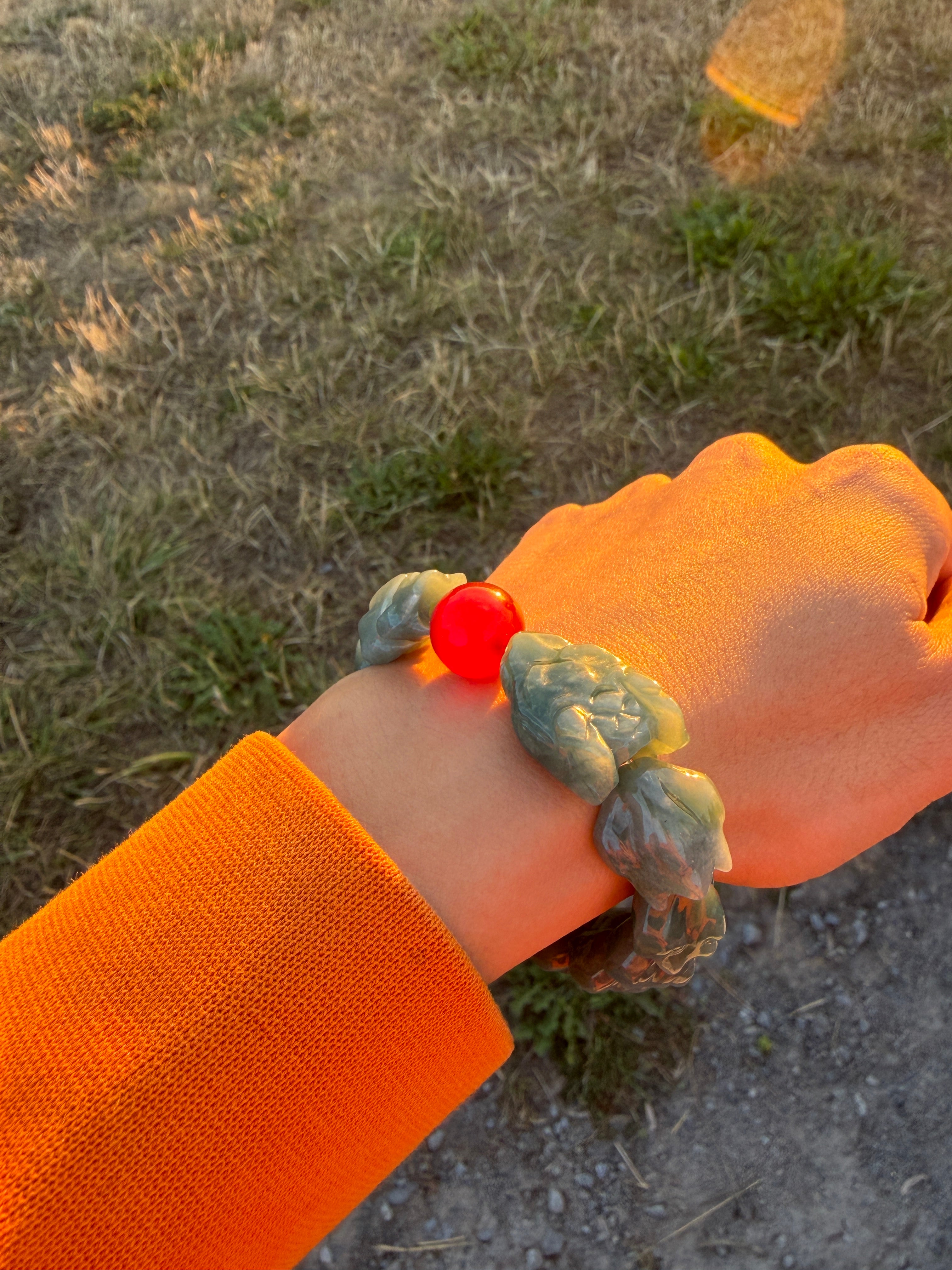 Celestial Dragon – Carved Jadeite Bracelet