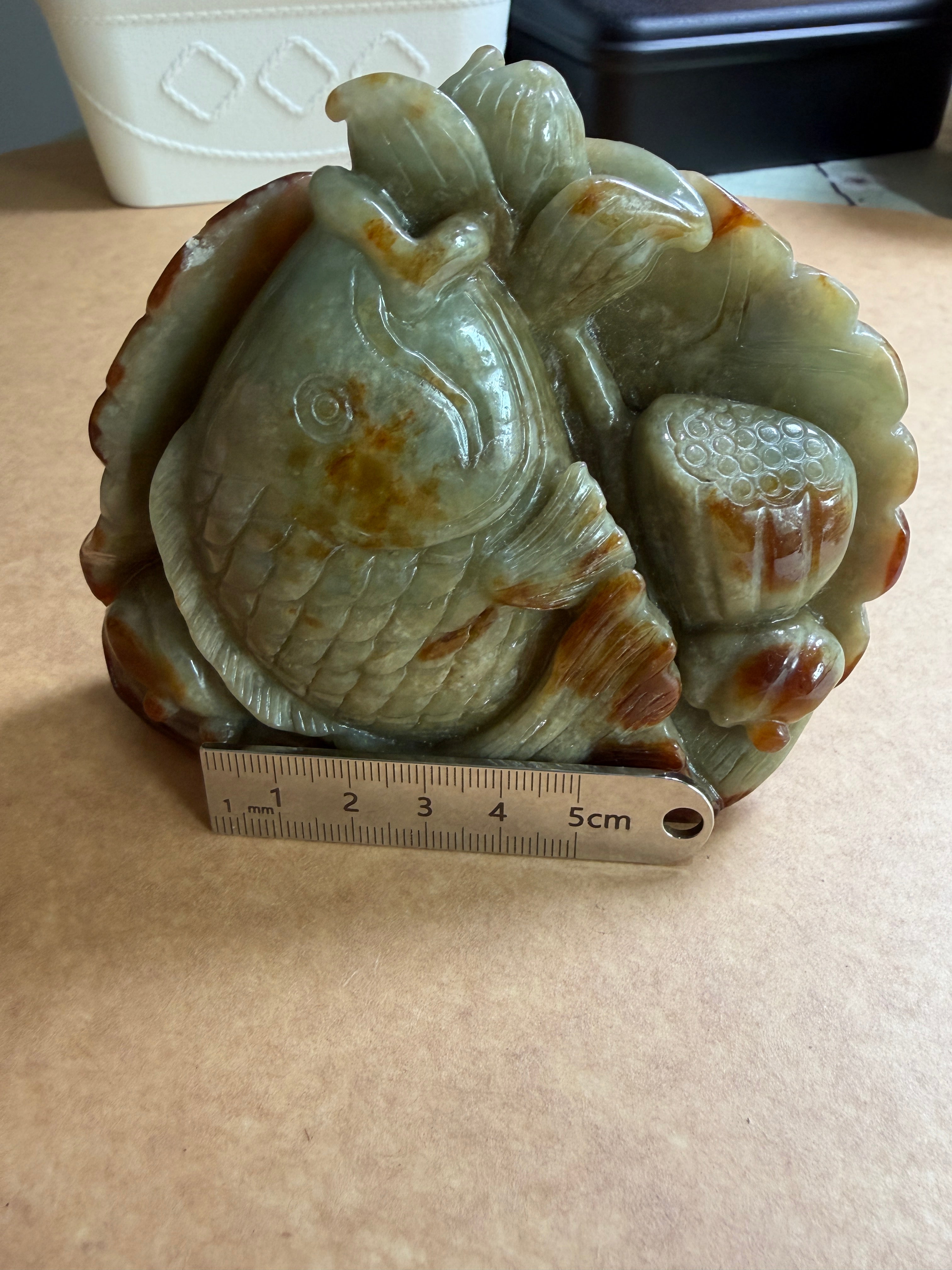 Prosperity Koi – Jadeite Carved Display Piece