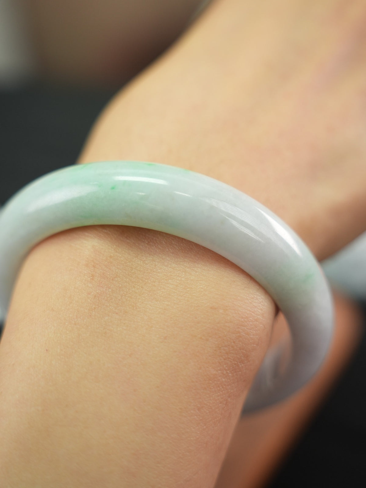 Pale green jadeite bangle 59 mm P2410002470 view 730