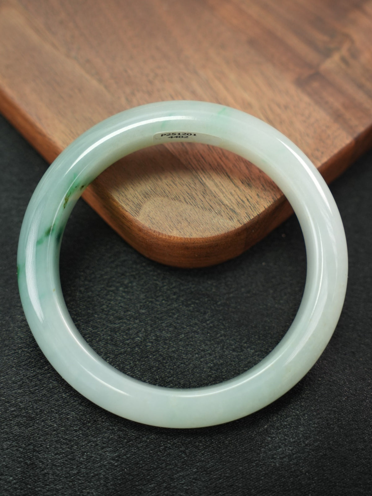 Green and pale lavender type A jadeite bangle, 56.7 mm, view 710