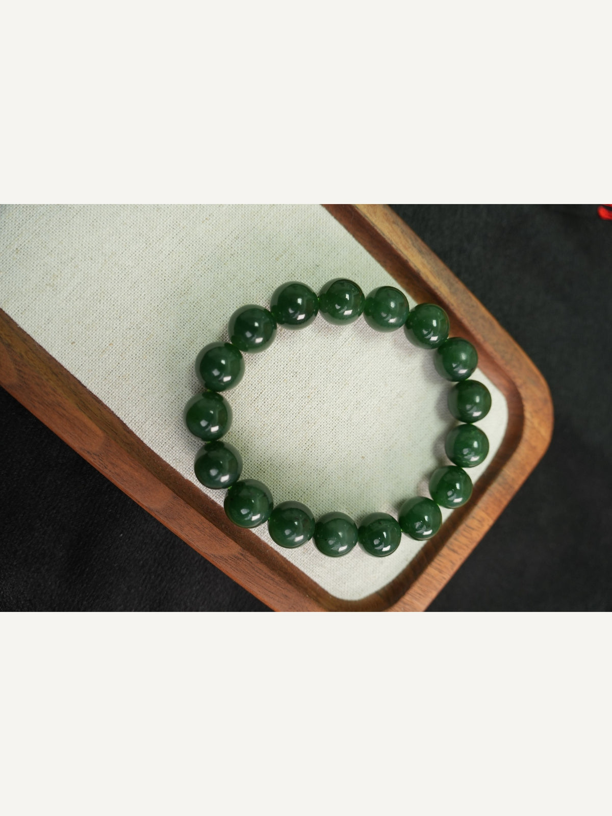 Green Hetian nephrite jade 12 mm bead bracelet XJZZ26092801529, view 670