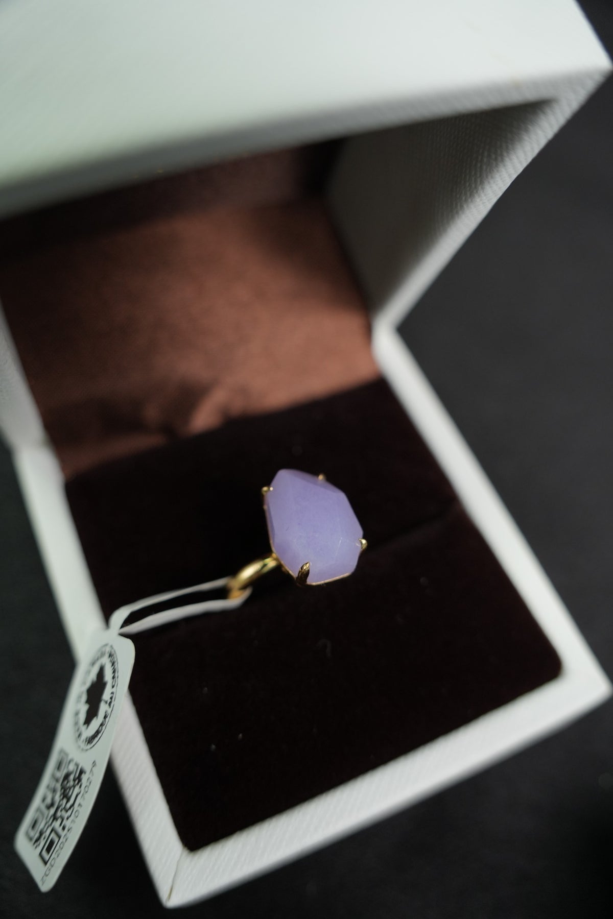 Lavender freeform jadeite ring in 18K gold, actual piece ZGD202510170279