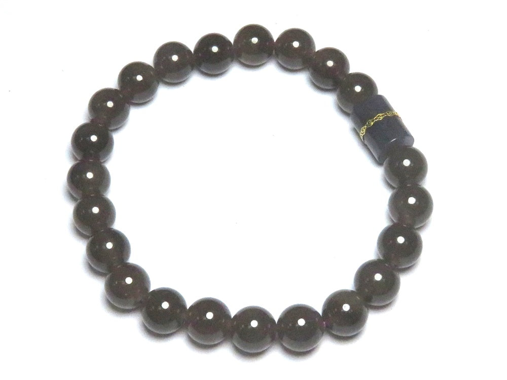 Smoky Grey Bead Bracelet – Hetian nephrite jade, NY26082308789