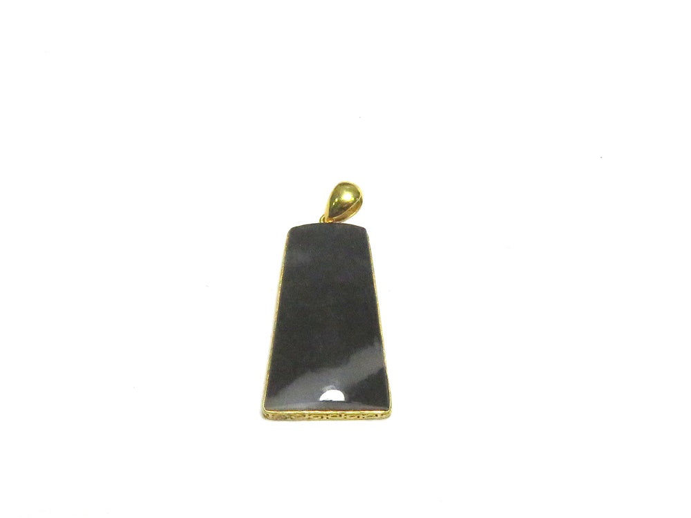Midnight Frame – Dark Hetian nephrite jade Pendant in 18K Gold