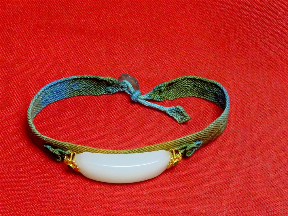 White Jade Cord Bracelet – Hetian nephrite jade, NY26082308801