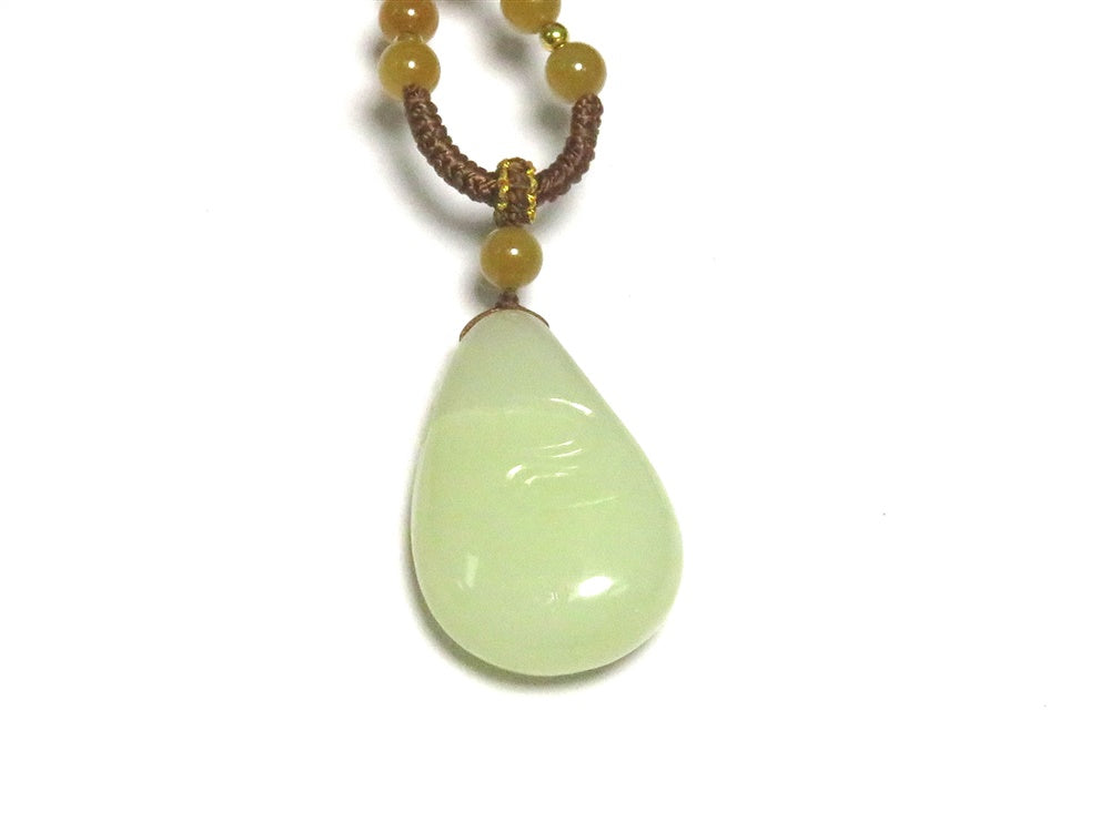 Pale Green Teardrop Pendant – Hetian nephrite jade, NY26082308804