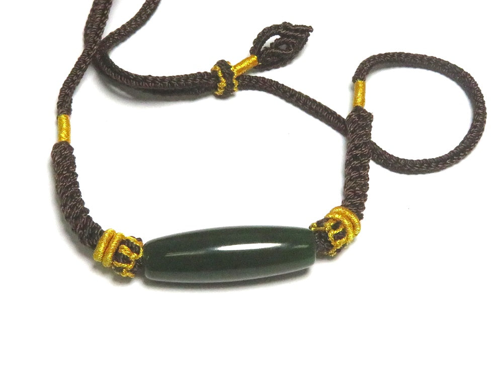 Green Jade Cord Necklace – Hetian nephrite jade, NY26082308805