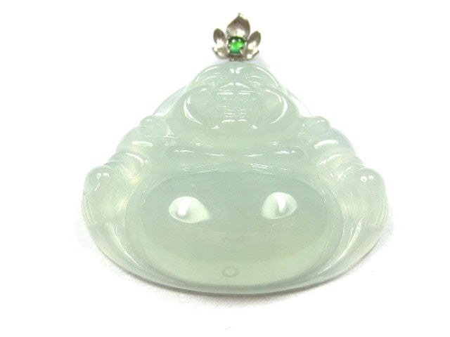 Pale Jadeite Laughing Buddha Pendant – P2608020317