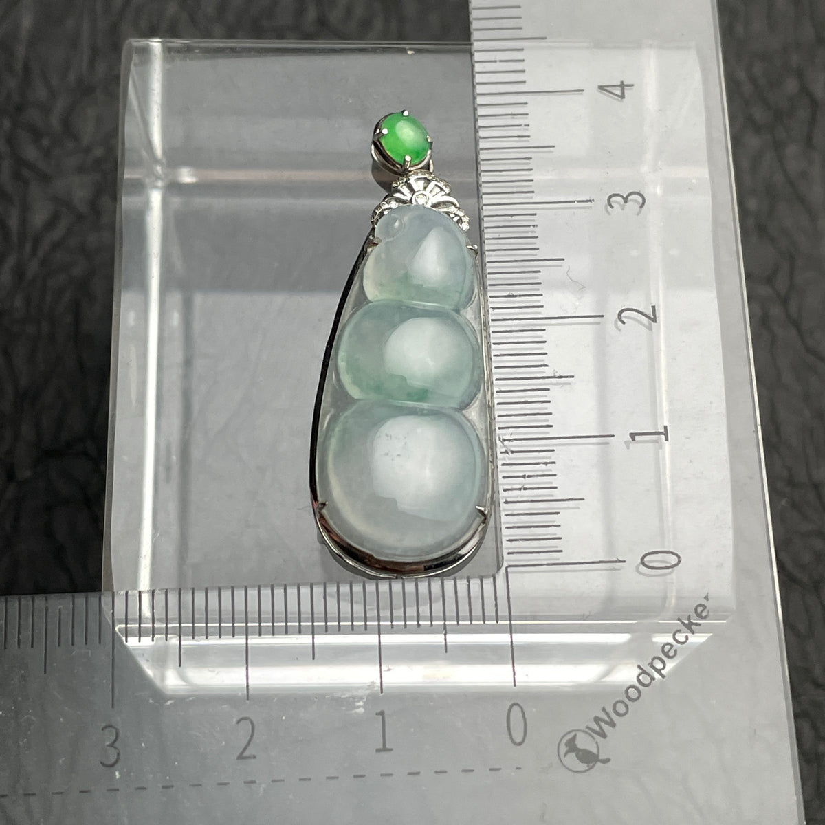 Dew Harvest – Pale Green Jadeite Pea Pod Pendant
