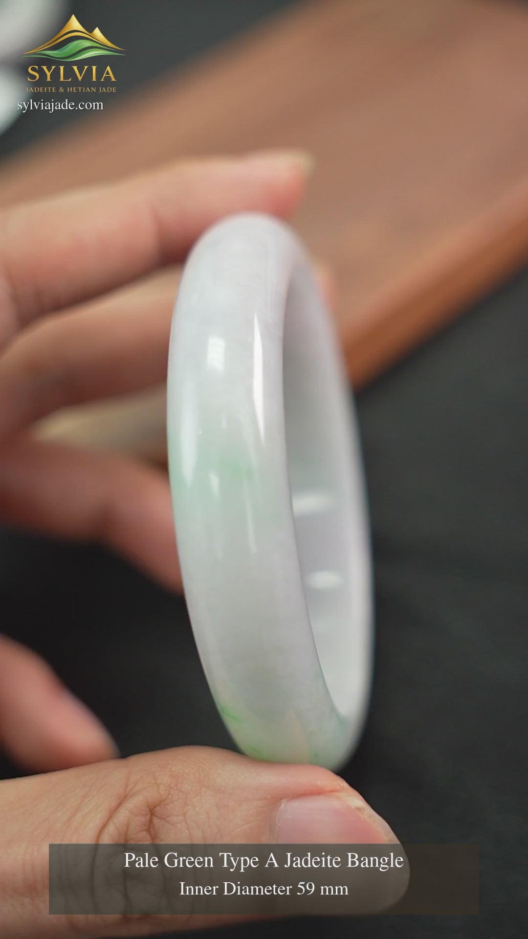 P2410002470 pale green Type A jadeite bangle, 59 mm, additional views