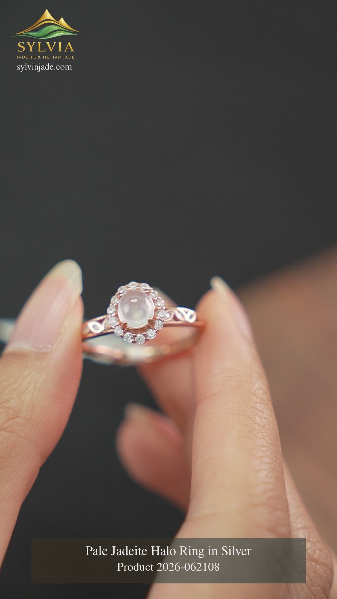 2026-062108 jadeite halo ring in silver, full-frame video