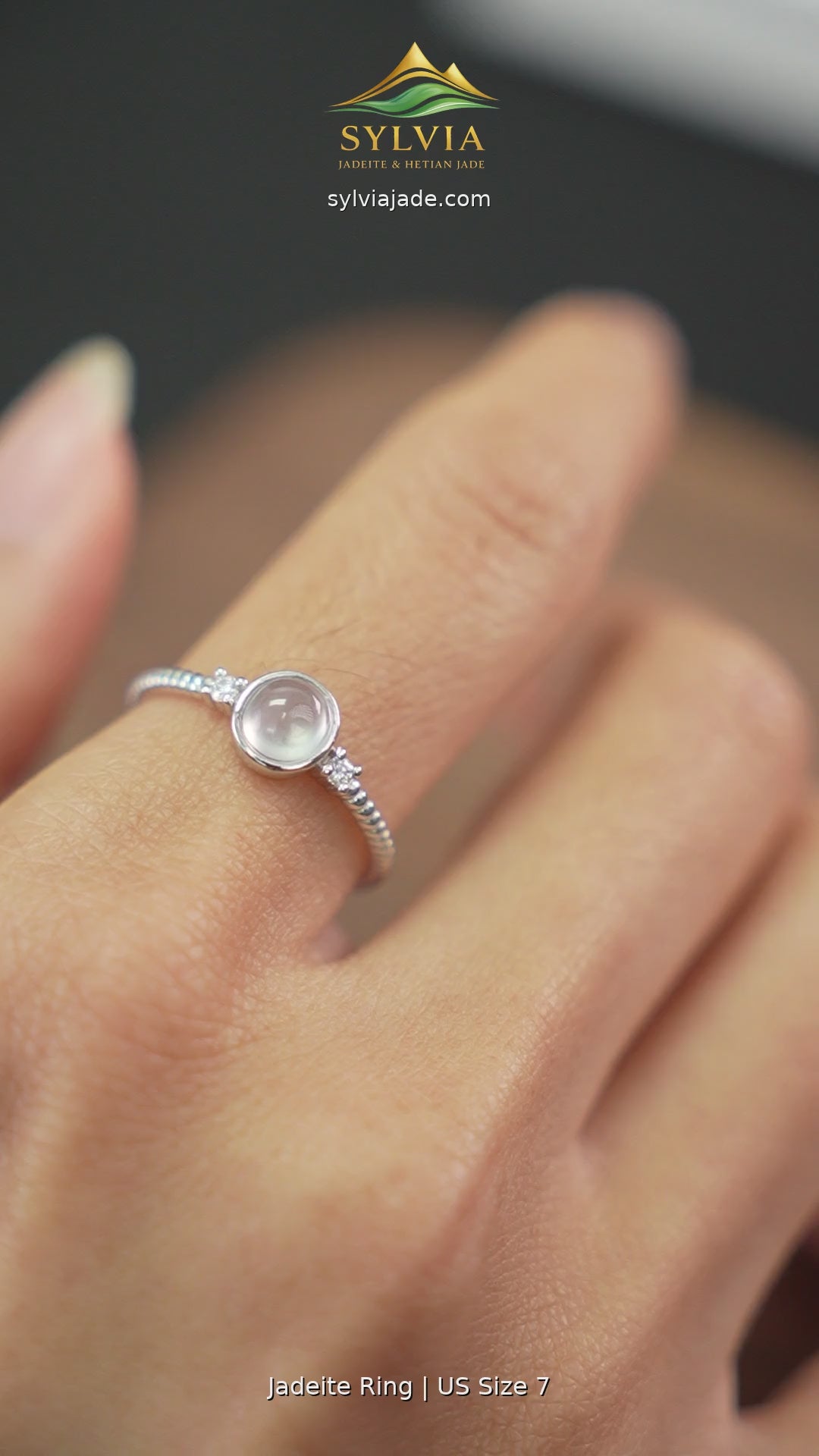 Jadeite cabochon ring US size 7 video