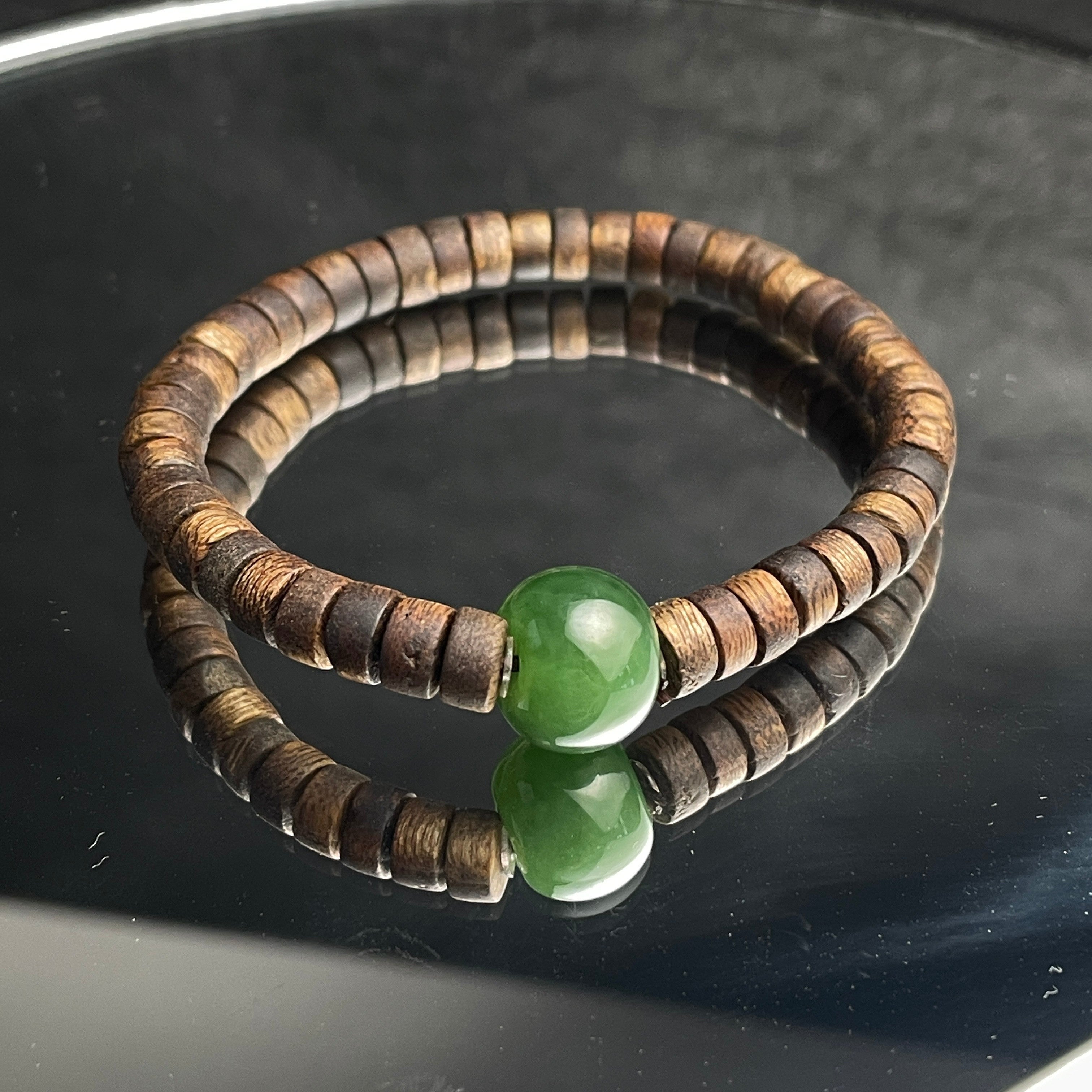 Green Hetian Nephrite Jade Agarwood Bracelet | Sylvia jade