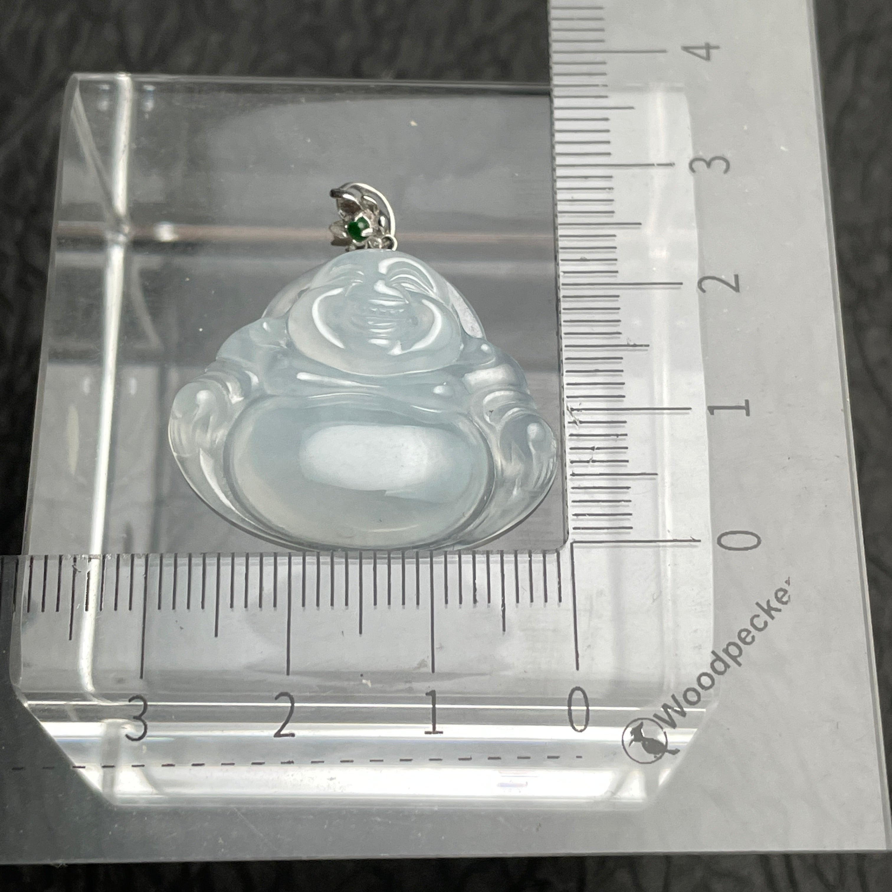 Serene Joy – Pale Jadeite Laughing Buddha Pendant